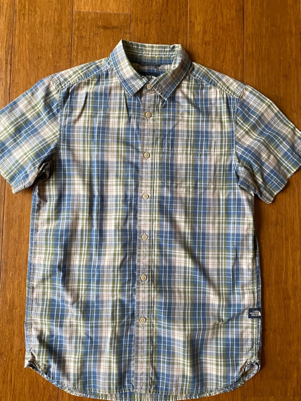 The North Face Men's Short-Sleeve Plaid Button-Down Shirt - Blue & Green